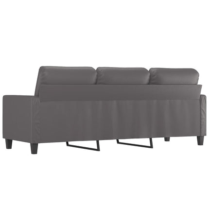 3-sitssoffa grå 180 cm konstläder