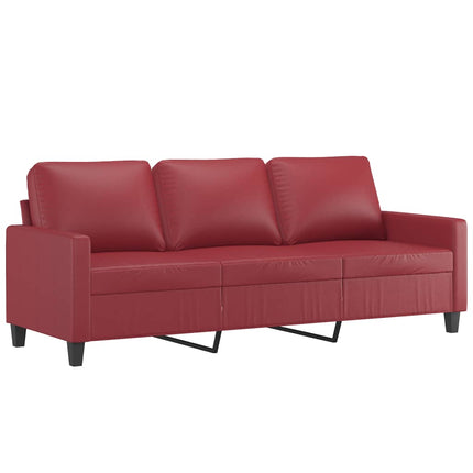 3-sitssoffa vinröd 180 cm konstläder
