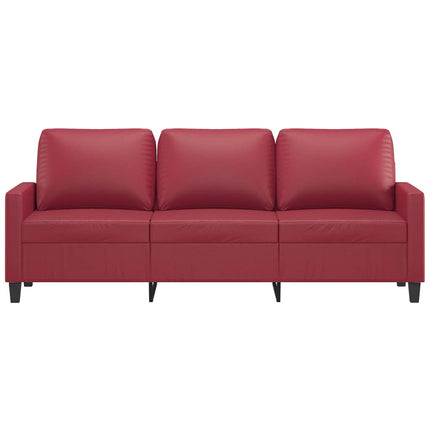3-sitssoffa vinröd 180 cm konstläder