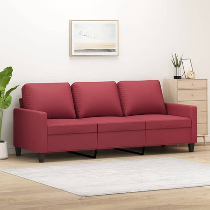 3-sitssoffa vinröd 180 cm konstläder