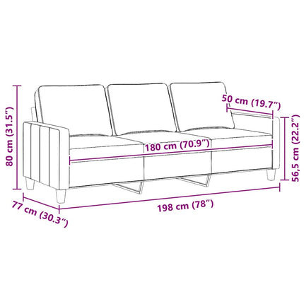 3-sitssoffa ljusgrå 180 cm tyg