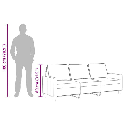 3-sitssoffa svart 180 cm tyg