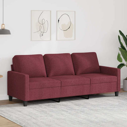 3-sitssoffa vinröd 180 cm tyg