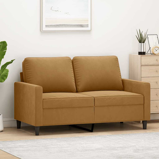 2-sitssoffa brun 120 cm sammet