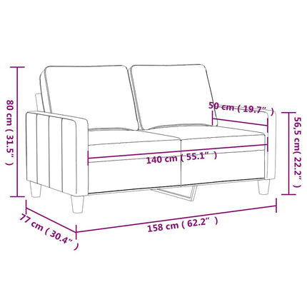 Soffa 2-sits svart 140 cm sammet