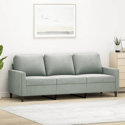 3-sitssoffa ljusgrå 180 cm sammet
