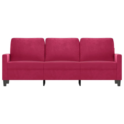 3-sitssoffa vinröd 180 cm sammet