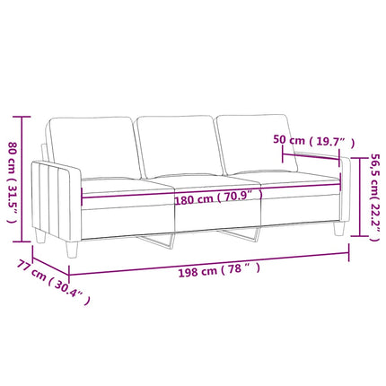 3-sitssoffa blå 180 cm sammet