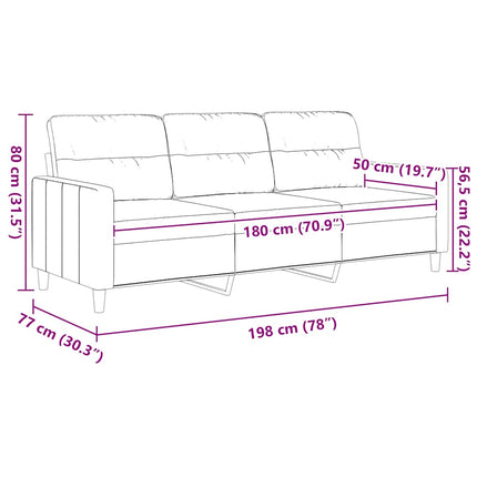 3-sitssoffa gräddvit 180 cm tyg
