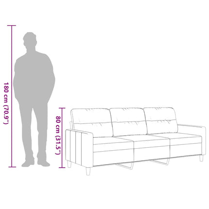3-sitssoffa svart 180 cm tyg