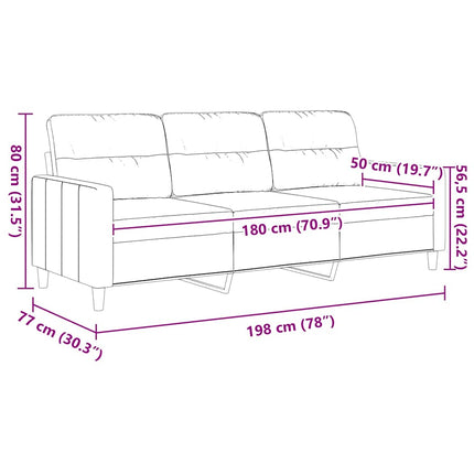 3-sitssoffa taupe 180 cm tyg