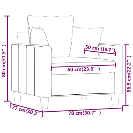 Fåtölj gräddvit 60 cm tyg