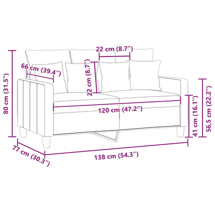 2-sitssoffa ljusggul 120 cm tyg