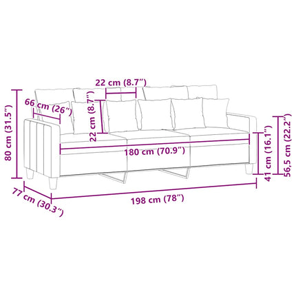3-sitssoffa ljusgrå 180 cm tyg