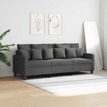 3-sitssoffa mörkgrå 180 cm tyg