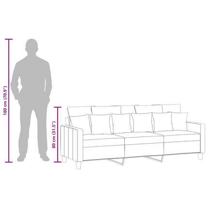 3-sitssoffa gräddvit 180 cm tyg