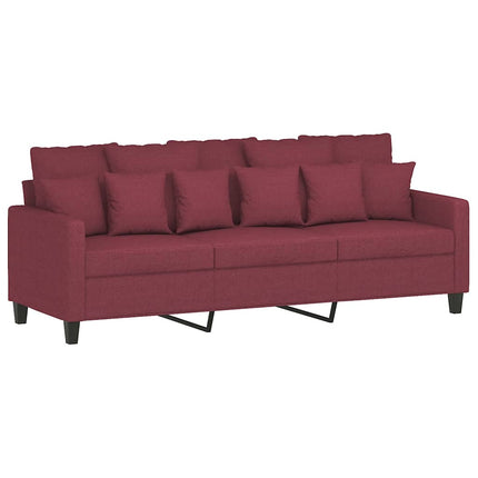 3-sitssoffa vinröd 180 cm tyg