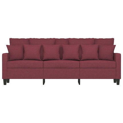 3-sitssoffa vinröd 180 cm tyg