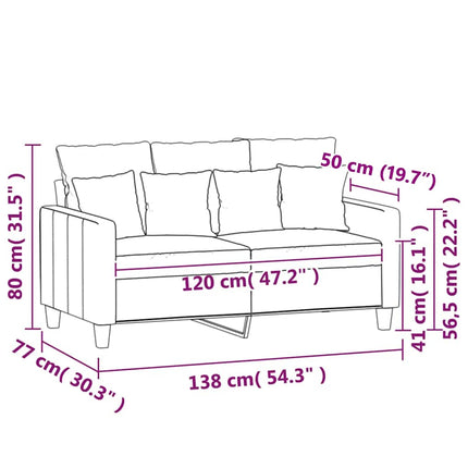 2-sitssoffa ljusgrå Svart 120 cm sammet