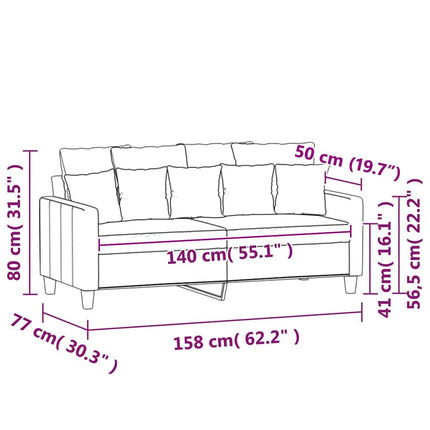 Soffa 2-sits svart 140 cm sammet