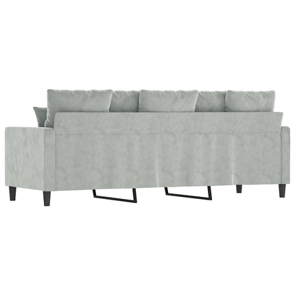 3-sitssoffa ljusgrå 180 cm sammet