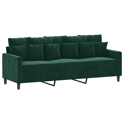 3-sitssoffa mörkgrön 180 cm sammet