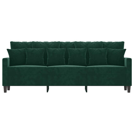 3-sitssoffa mörkgrön 180 cm sammet
