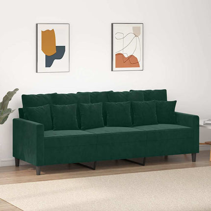 3-sitssoffa mörkgrön 180 cm sammet