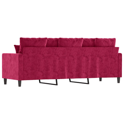 3-sitssoffa vinröd 180 cm sammet