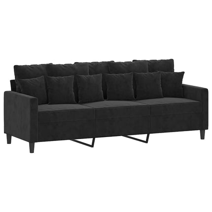 3-sitssoffa svart 180 cm sammet