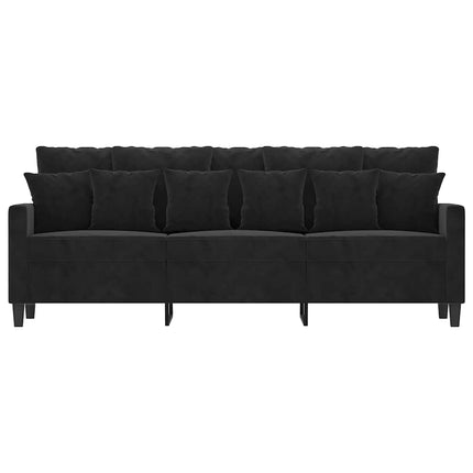 3-sitssoffa svart 180 cm sammet