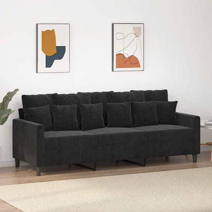 3-sitssoffa svart 180 cm sammet