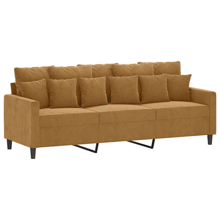 3-sitssoffa brun 180 cm sammet