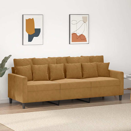3-sitssoffa brun 180 cm sammet