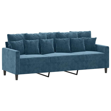 3-sitssoffa blå 180 cm sammet