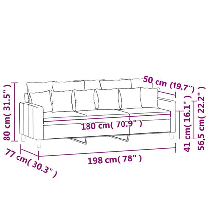 3-sitssoffa blå 180 cm sammet