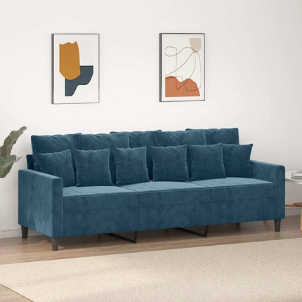 3-sitssoffa blå 180 cm sammet