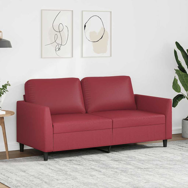 2-sitssoffa vinröd 140 cm fuskläder