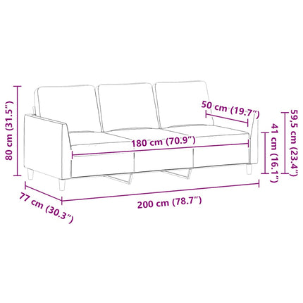 3-sitssoffa svart 180 cm konstläder