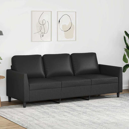 3-sitssoffa svart 180 cm konstläder