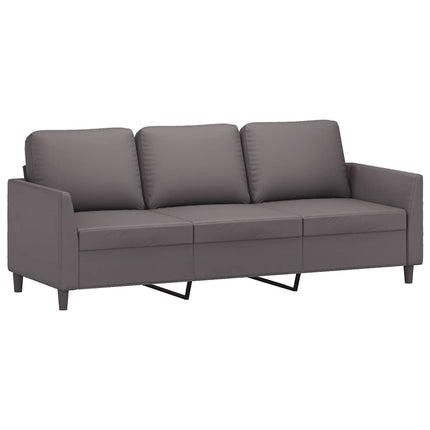 3-sitssoffa grå 180 cm konstläder