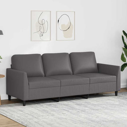 3-sitssoffa grå 180 cm konstläder