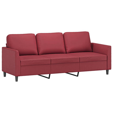 3-sitssoffa vinröd 180 cm konstläder