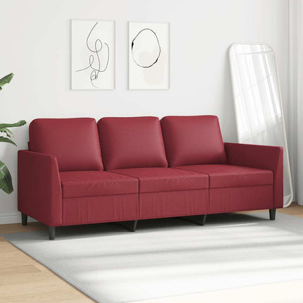 3-sitssoffa vinröd 180 cm konstläder