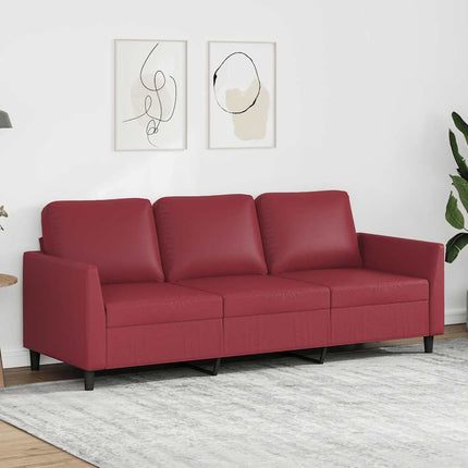 3-sitssoffa vinröd 180 cm konstläder
