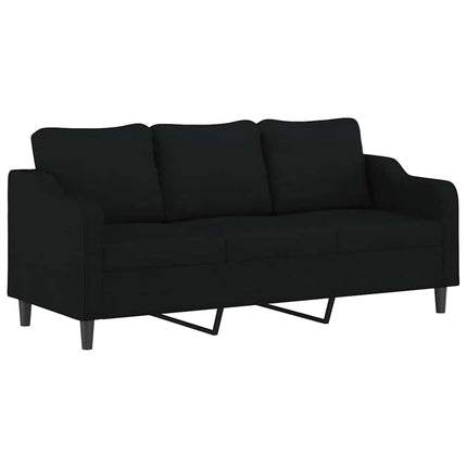 3-sitssoffa svart 180 cm tyg