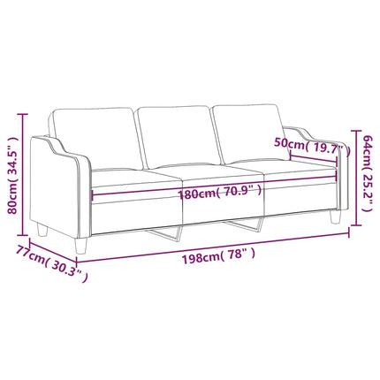 3-sitssoffa ljusgul 180 cm tyg