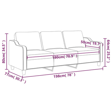 3-sitssoffa taupe 180 cm tyg