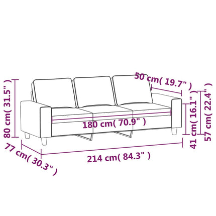 3-sitssoffa ljusgrå 180 cm tyg