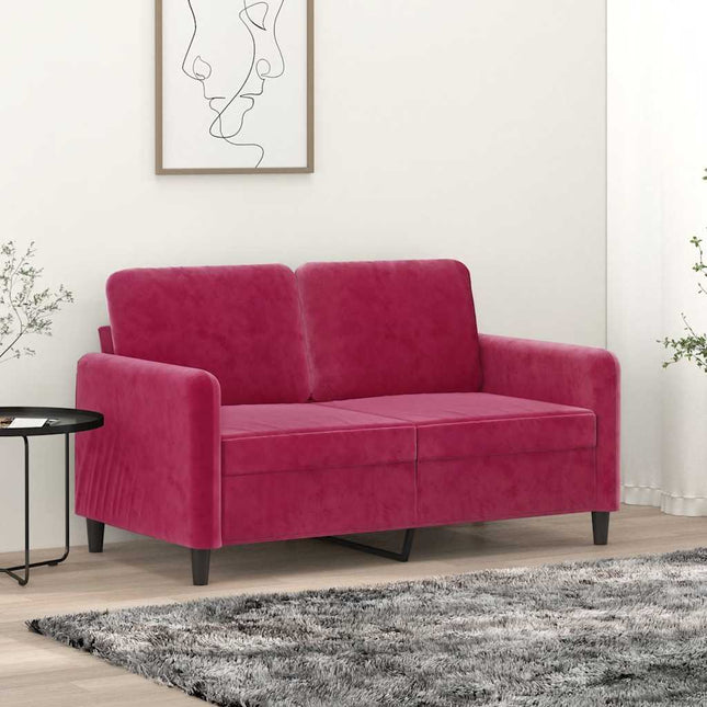 2-sitssoffa vinröd 120 cm sammet